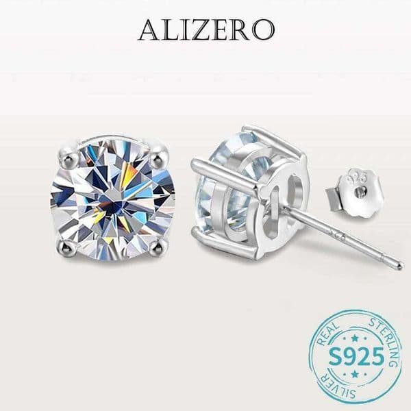 ALIZERO 0.1-2 Carat D Color Moissanite Earring 925 Sterling Silver Plated with 18k White Gold Stud Earrings For Women Jewelry