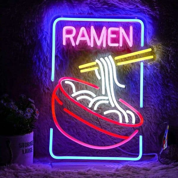 LED USB Dimmable Ramen Bowl Neon Sign with Noodles and Chopsticks LED Light for Japanese Restaurant Kitchen Decor Vibrant Wall Art X260107