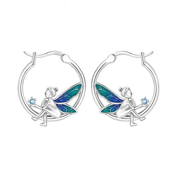 Orstarry Original 925 Sterling Silver Elf Wings Girl Earrings Women Hoop Earring Anniversary Jewelry Trendy Gifts