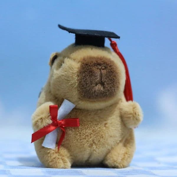Graduation Capybara Plush Toy Doctor Hat Graduate Owl Doll Cute Stuffed Animal Plushie Kawaii Pendant Soft Cartoon Keychain Gift 260107