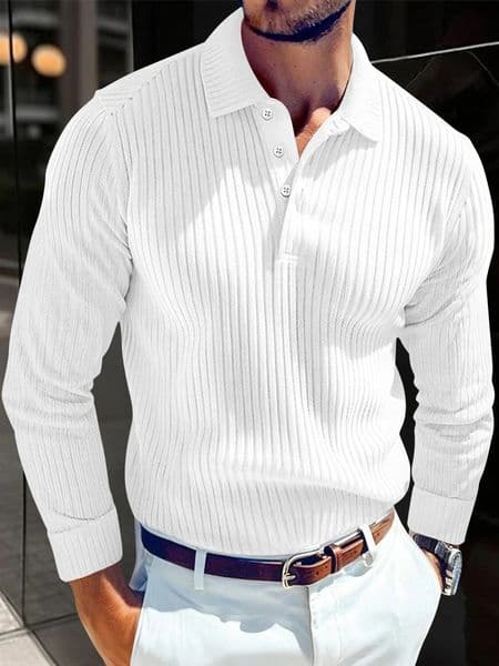 Light Business Mature Casual Men Sports Retro Style Striped Fashion Outdoor Long Sleeve POLO Shirt 260107BANJIA