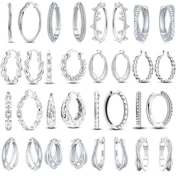 925 Sterling Silver Minimally Staggered Circular Versatile Hoop Earrings For Women Jewelry Birthday Party Gifts