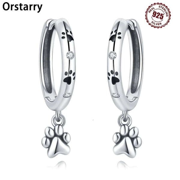 925 Sterling Silver Pet Paw Print Tassel Drop Women Earrings Girl Charm Fashion Versatile Party Jewelry Birthday Gifts