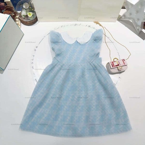 New girls dress lapel Princess dress kids designer clothes Summer Letter printing partydress baby skirt A013X01N004