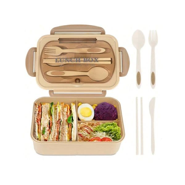 Compartment Lunch Box Portable Kids Students Office Bento Box With Fork and Spoon Microwave Food Storage Container for Picnic 260107