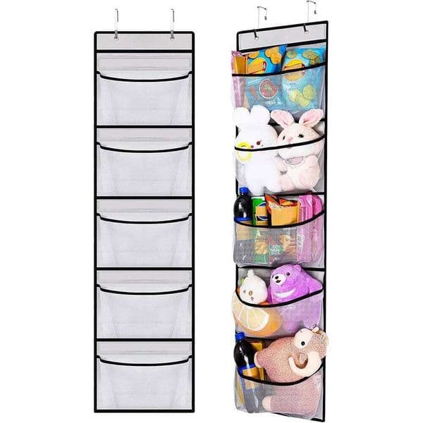 Foldable Wall Hanging Shelves Over The Door Clothes Storage Closet with 5 Pockets Organizer for Bedroom Bathroom 26N0107