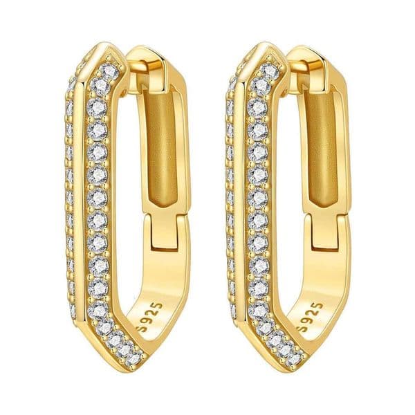 Orstarry 925 Sterling Golden Geometric Simplicity Silver Hoop Earrings For Women Jewelry Original Party Gifts