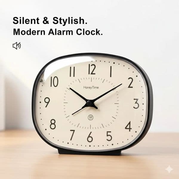 Retro Mute Desk Clock Analog Alarm with Night Light Large Number Display Bedside Table for Bedroom 260107