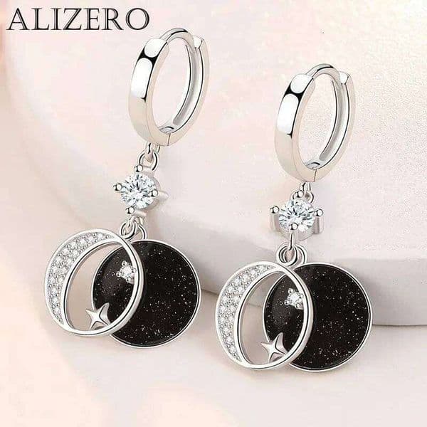 Fashion Female Earrings 925 Sterling Silver Needle Star Moon Inlaid Cubic Zircon Earring Wedding Jewelry Girlfriend Gift Brincos