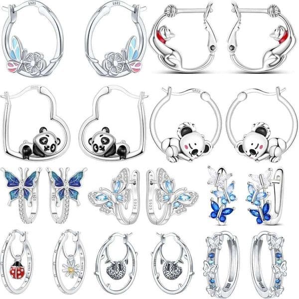 925 Sterling Silver Flower Butterfly Versatile Hoop Earrings For Women Jewelry Fine Birthday Party Gifts