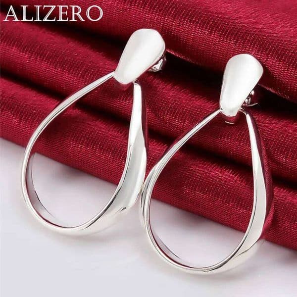 925 Sterling Silver Classic 36mm Big Circle Hoop Charm Earrings For Women Fashion Wedding Engagement Party Jewelry Gift