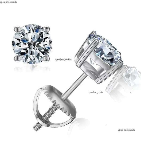 pass diamond tester vvs moissanite designer for women 925 sterling silver 925 stud earrings gold plated mens screw back earring jewelry valentines day gift 72