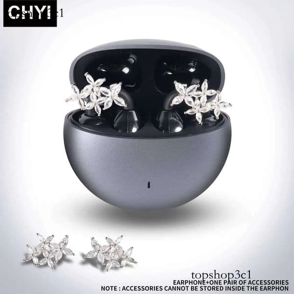 SHINECON OWS Clips Bluetooth 5.4 With 1 Pair Zircon Clip Earrings Suit Ipx4 Waterproof Non In Ear True Wireless Headphones