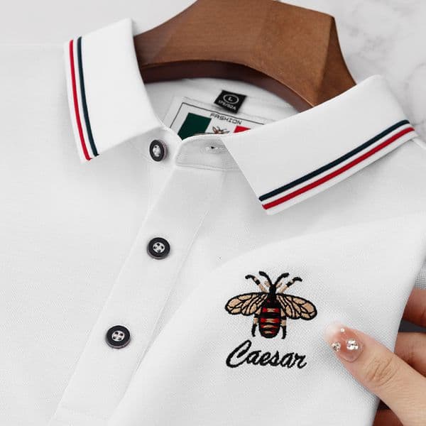 2026 New Designer Clothing - Summer Embroidered Honeybee Short-sleeved Collared Polo Shirt For Men - Outdoor Leisure Breathable Short-sleeved T-shirt