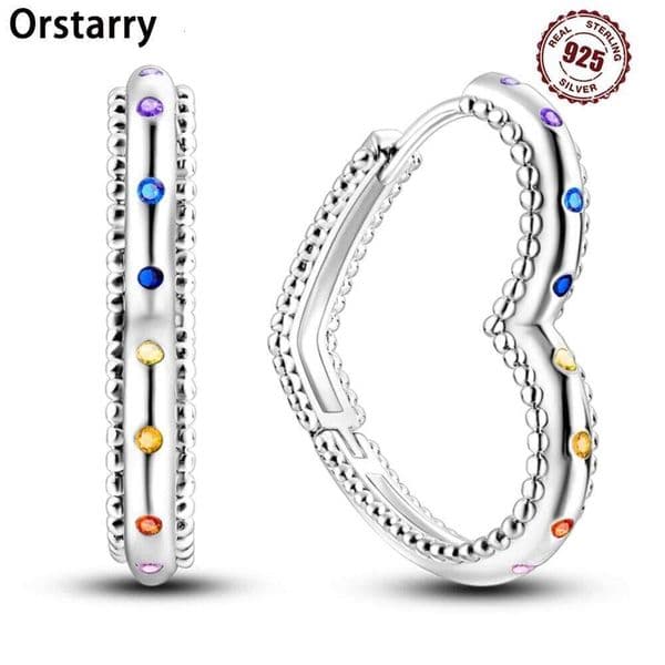 925 Sterling Silver Floral Plant Colourful Series Fashion Zircon Circle Hoop Earrings For Women Jewelry Gift Accessories