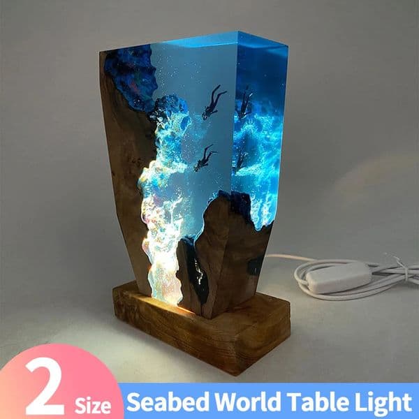 Seabed Exploration Organism Resin Table Light 2 Divers Resin Table Light Deep Sea Diver Night Light Bedroom Office Desk Decor 260104
