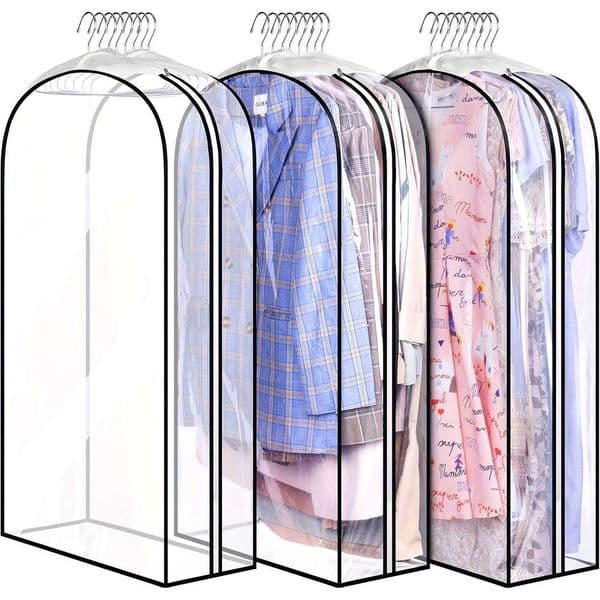 10inch Thickened Transparent Storage 40inch Wardrobe Hanging Clothing Bag, Suitable for Shirts, Coats, Dresses, etc 26T0107