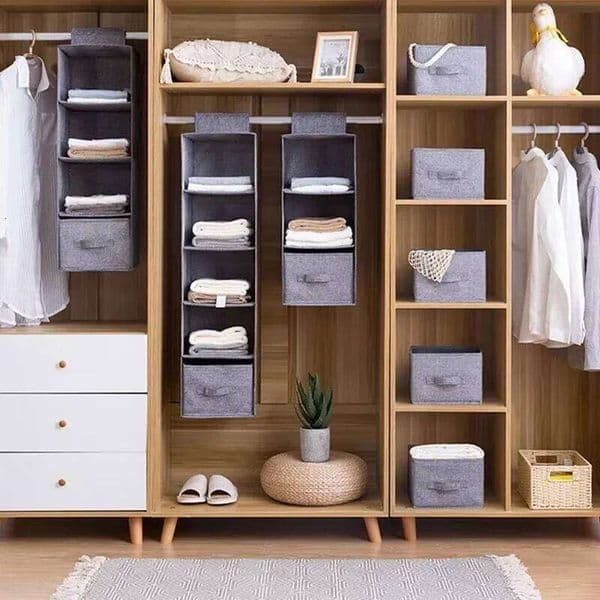 3/4/5 Layer Organizer Wardrobe Hanging Bag Drawer Type Foldable Hangers Holder Clothing Storage Pouch 26N0107