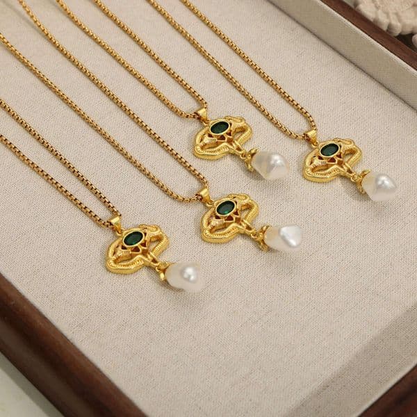 Gold Color Pendant Necklace for Women Stainless Steel Beaded Neck Chain Choker Y2K Jewelry Accessories For Women Liuyuemoshang