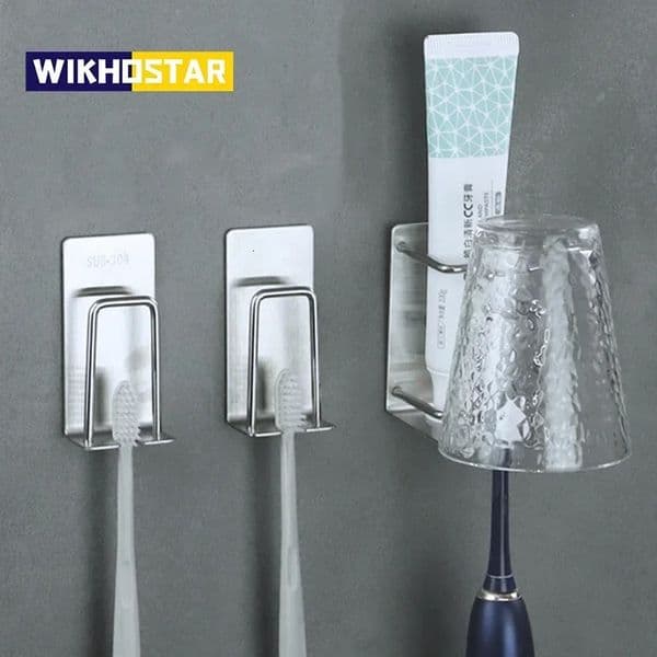 12 pcs Stainless Steel Toothbrush Holder Shaver Cup Wall Mount Toothbrush Storage Rack Bathroom Accessories Set 260107