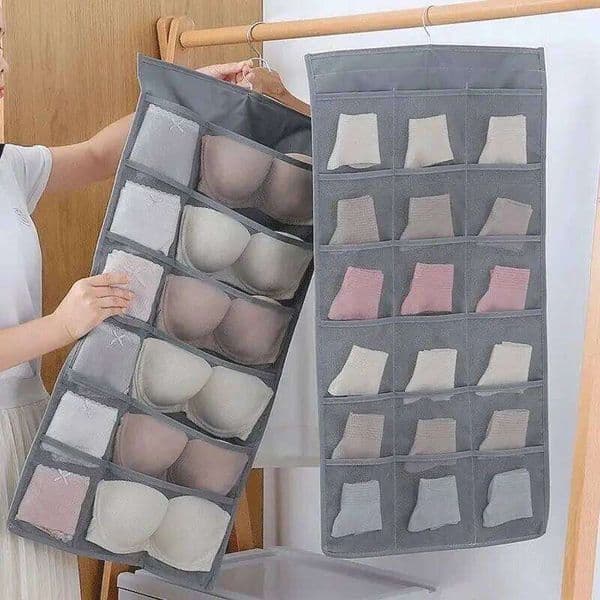 Double Sides Underwear Storage Dormitory Home Wardrobe Hanging Wall Foldable Bag Underpants Socks Organizer 26N0107