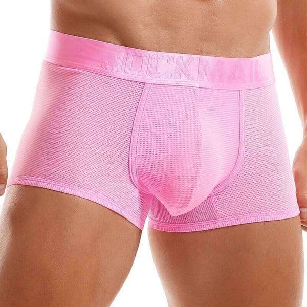 Fashion Fluorescent Color Men's Underwear Sporty Breathable Mesh Boxer Briefs Sexy Transparent Male Underpants Gay Sissy Shorts