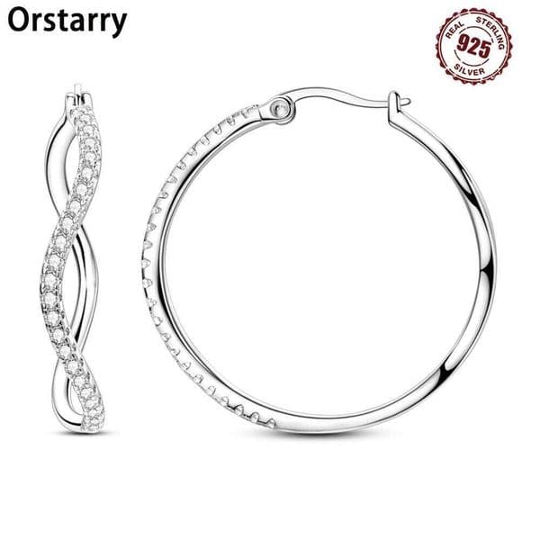 Orstarry S925 Sterling Silver Sparkling Wave Hoop Earrings For Women Jewelry Original Party Trendy Gift