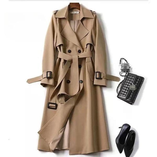 Spring Autumn Womens Windbreaker Korea Fashion Trench Coat with Belt Ladies Streetwear Loose Khaki Long Overcoat Women 260106