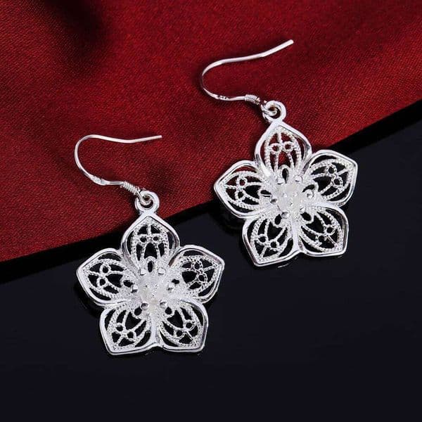 High Quality Jewelry 925 Sterling Silver Earring Fashion Retro Flowers Earrings for Women Luxury Gifts