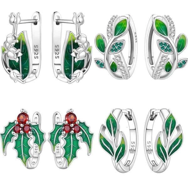 Orstarry Original 925 Sterling Silver Green Bell Orchid Earrings Women Ear Studs Hoop Earring Anniversary Jewelry Trendy Gifts