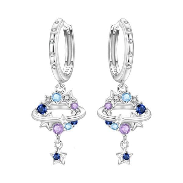 Orstarry 925 Sterling Silver Colorful Zircon Starry Sky Drop Women Earrings Charm Fashion Versatile Party Jewelry Gifts