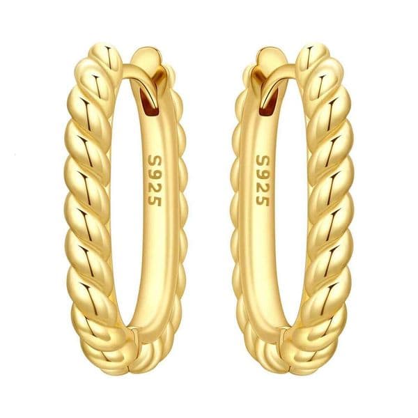 Orstarry S925 Sterling Silver Golden Twisted U-shaped Versatile Hoop Earrings For Women Jewelry Original Party Gifts