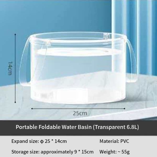Outdoor camping foldable water basin portable vegetable and fruit washing basin washing and laundry portable travel transparent water bucket