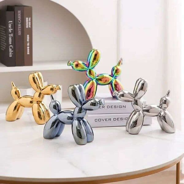 11/21CM Mini Ceramic Balloon Dog Sculpture Abstract Ornament Study Room Statue Home Office Accessories Festival Decoration 26H0107