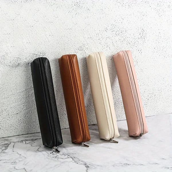 1pc Mini Makeup Pencil Case Bag Eyebrow Brush Premium Faux Leather 260107