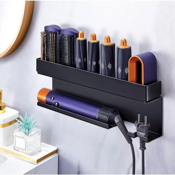 Iron No Drill Hair Tool Organizer Wall Mounted Storage Rack for Curling Blow Dryer Multi Function Holder 260107