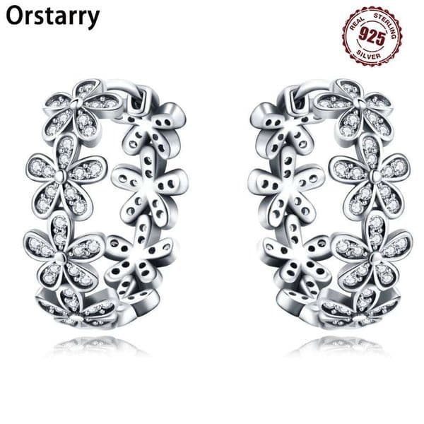 925 Sterling Silver Beautiful Daisy Flower Versatile Hoop Earrings For Women Jewelry Birthday Party Fine Gifts