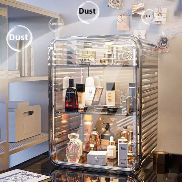 Bestseller Transparent Cosmetic Bedroom Dormitory Desktop Dustproof Large Capacity Household Organizing Box Light Luxury Dresser Shelf ddmytues