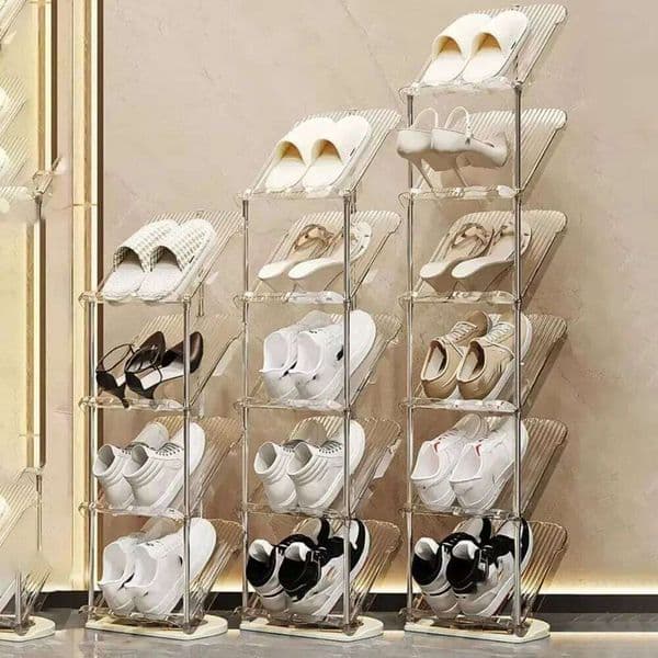 4/5 Layers New Transparent Rack Stackabl Tilted Save Space Shoe Cabinet Sturdy Durable Light Luxury Multi-Tiers Shoes Shelf 26T0108