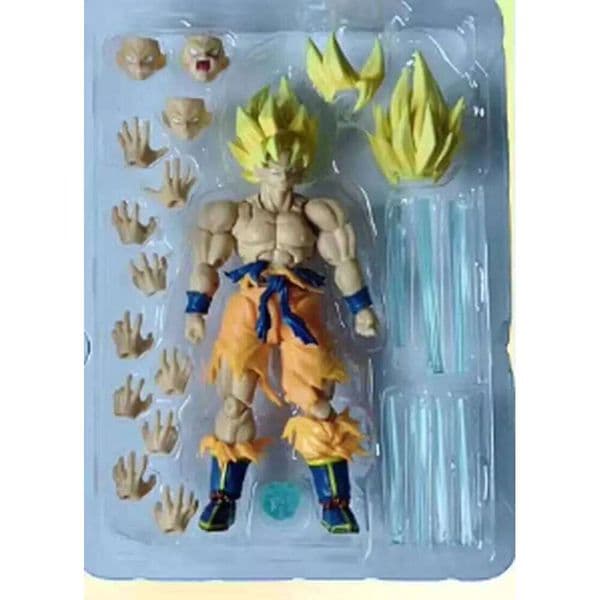 Dragon Ball Z Super Saiyan Son Goku Action Figure, Articulated Collectible with Interchangeable Faces, Heads & Hands, Ideal for Fans & Display