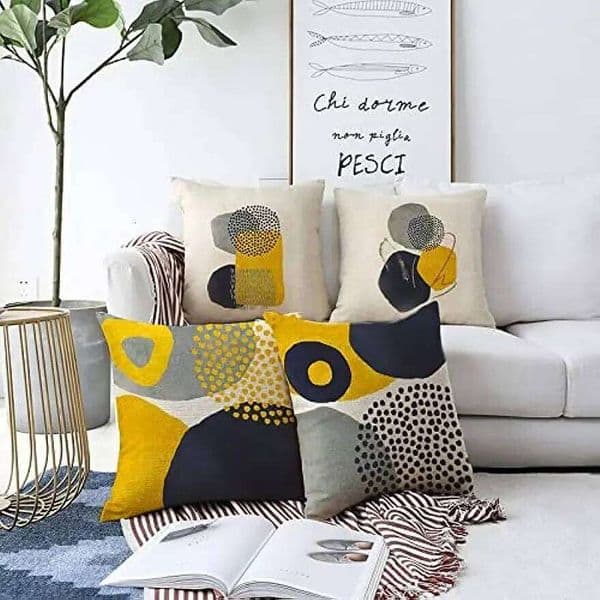 Geometric Style Simple Color Modern Sofa Home Decoration Cushion Cover 50X50cm, Yellow Blue Autumn decoration 26T0108