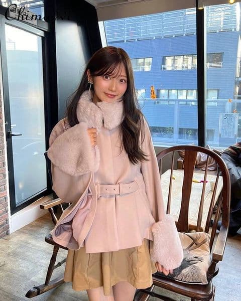 Bestseller Japanese Style Cuff Fur Collar Patchwork Elegant Shawl Cape Coat Winter Clothes New Sweet Girl Loose Warm Jackets ddmytues