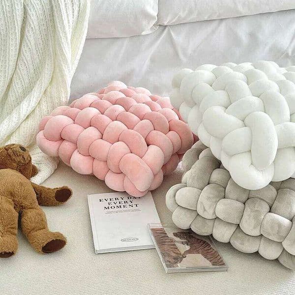 , simple solid color, hand woven square sofa plush bay window cushion, hair replacement 26T0108