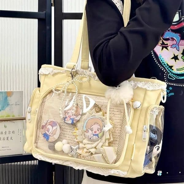 Japanese Ins Girl Soft Girl Shoulder Bag Y2K JK Uniforms Transparent Ulzzang Ita Bag Student Commuting Tote Bag 260107