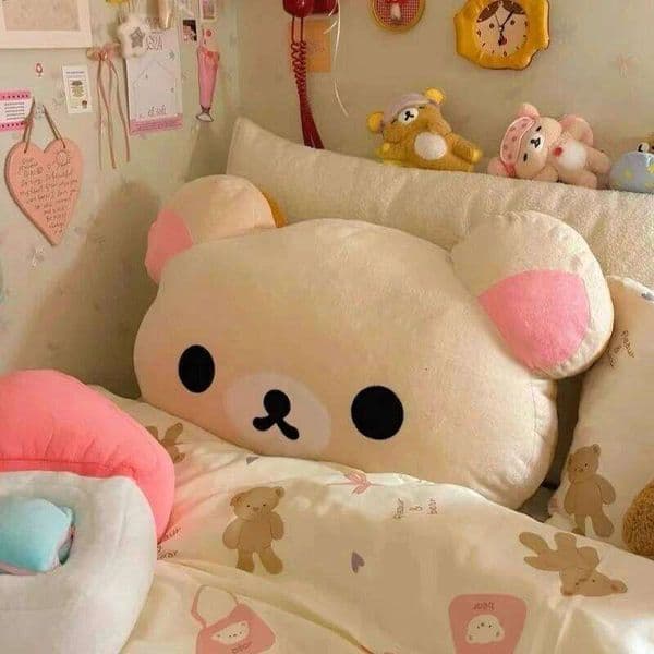 Rilakkuma Plush Headrest Cushion Dorms Soft Stuffed Bunk Bed Backrest Cute Decor For College Student Bedrooms 26T0108