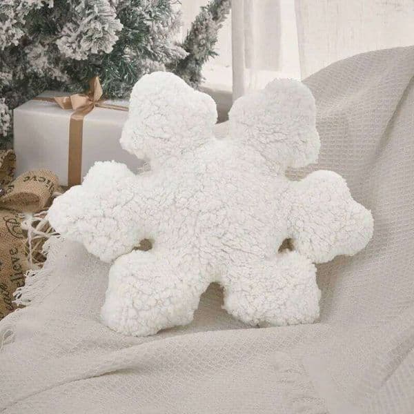 3D Decorative Cushion Winter White Snowflake Shape Christmas Home Holiday Decoration Sofa Cojines for Bedroom 26T0108