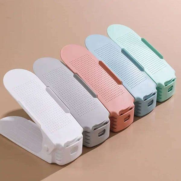 10Pcs Stacker Adjustable Shoe Organizer Shoes Slots Space Saver Double Deck Rack Holder For Closet Organization Hot 26T0108