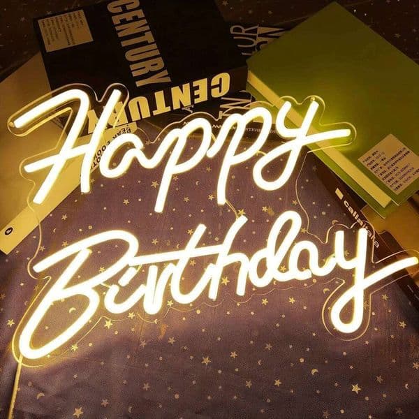 LED Happy for Decor Wall Neon Sign with Dimmable Switch Birthday Party Supplies X260107