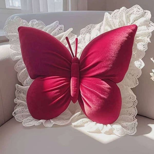 Butterfly - Floral Lumbar Cushion for Bedroom, Office & Living Room Decor. Durable, Hand Wash Only. Global Shipping. 26T0108