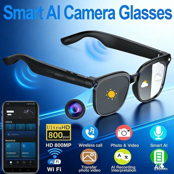 Aimb-G3 Smart Glasses With Camera: 8-Megapixel Photo Capture, 1080P HD Video Recording, AI Voice Assistant, And Bluetooth Calling.